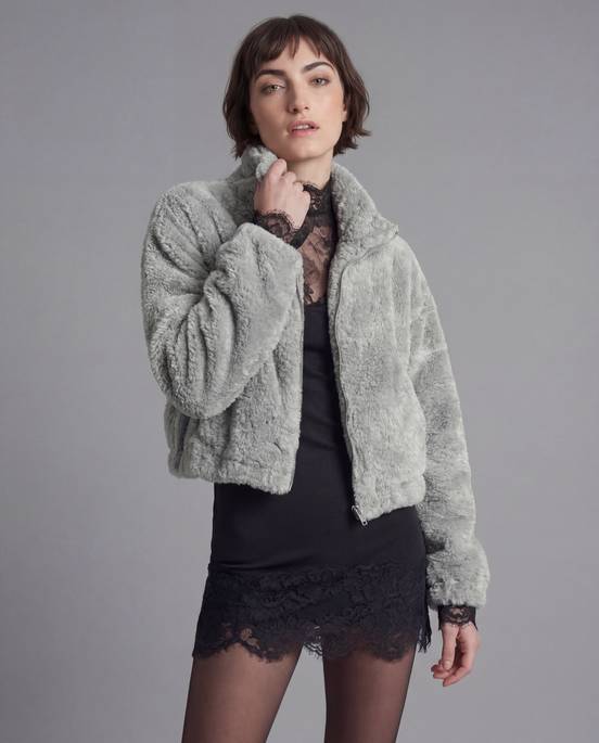 Winter Fleece Statement Jacket - Sage Green