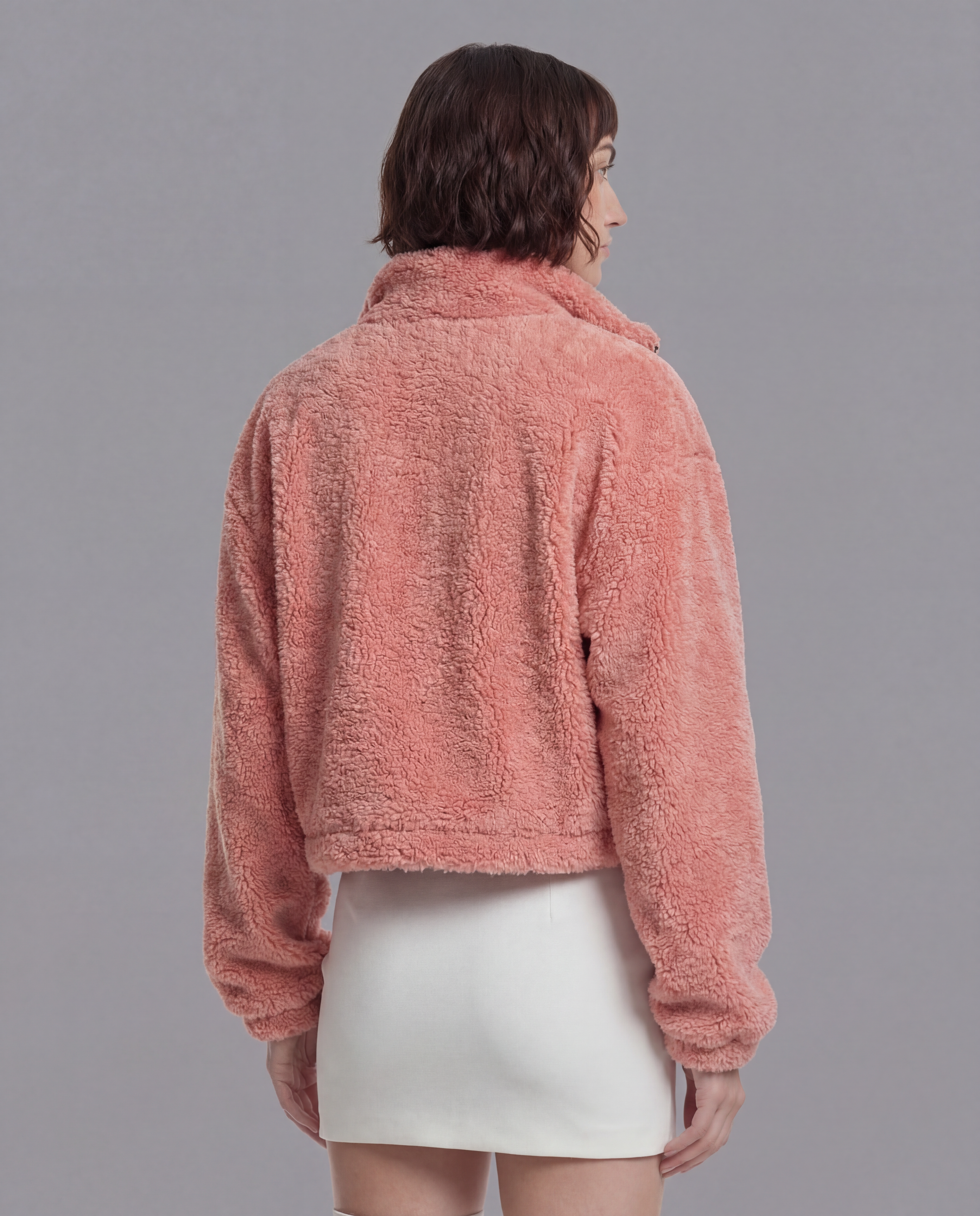 Winter Fleece Statement Jacket - Muted Rose