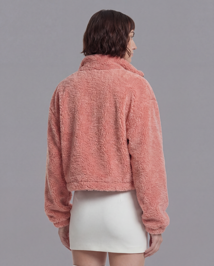 Winter Fleece Statement Jacket - Muted Rose