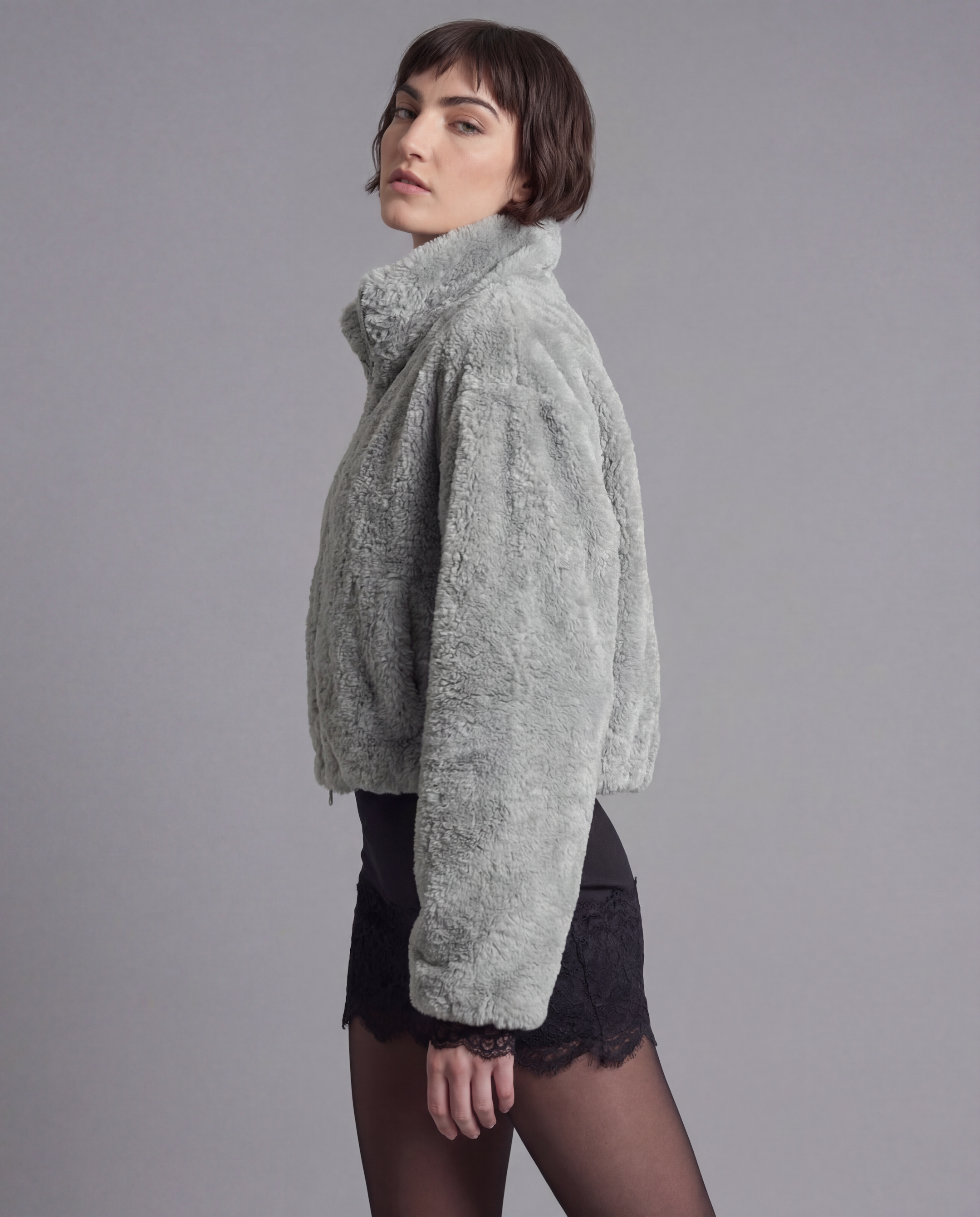 Winter Fleece Statement Jacket - Sage Green