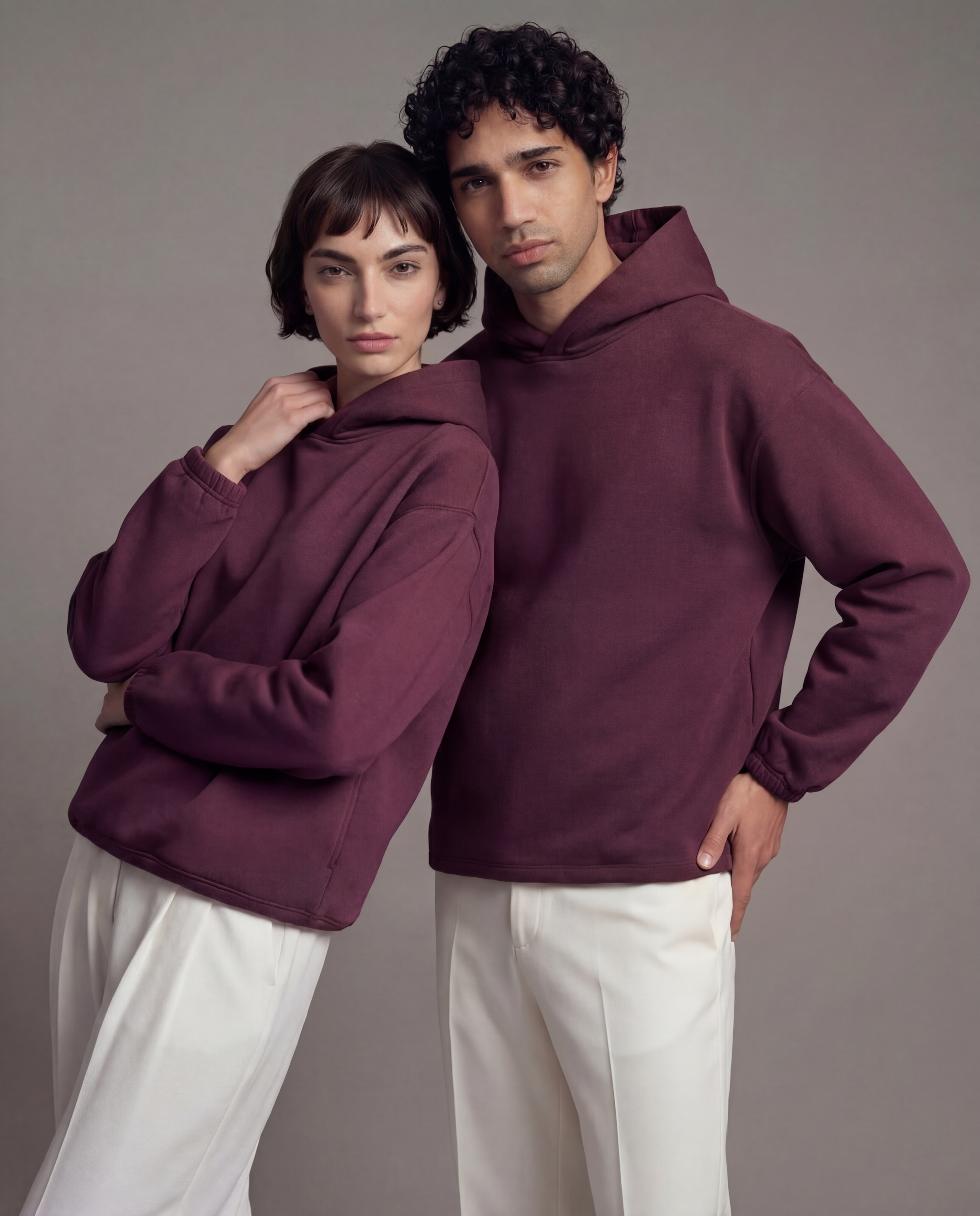 Unisex 420 GSM Winter Hoodie – Blush Smoked Plum