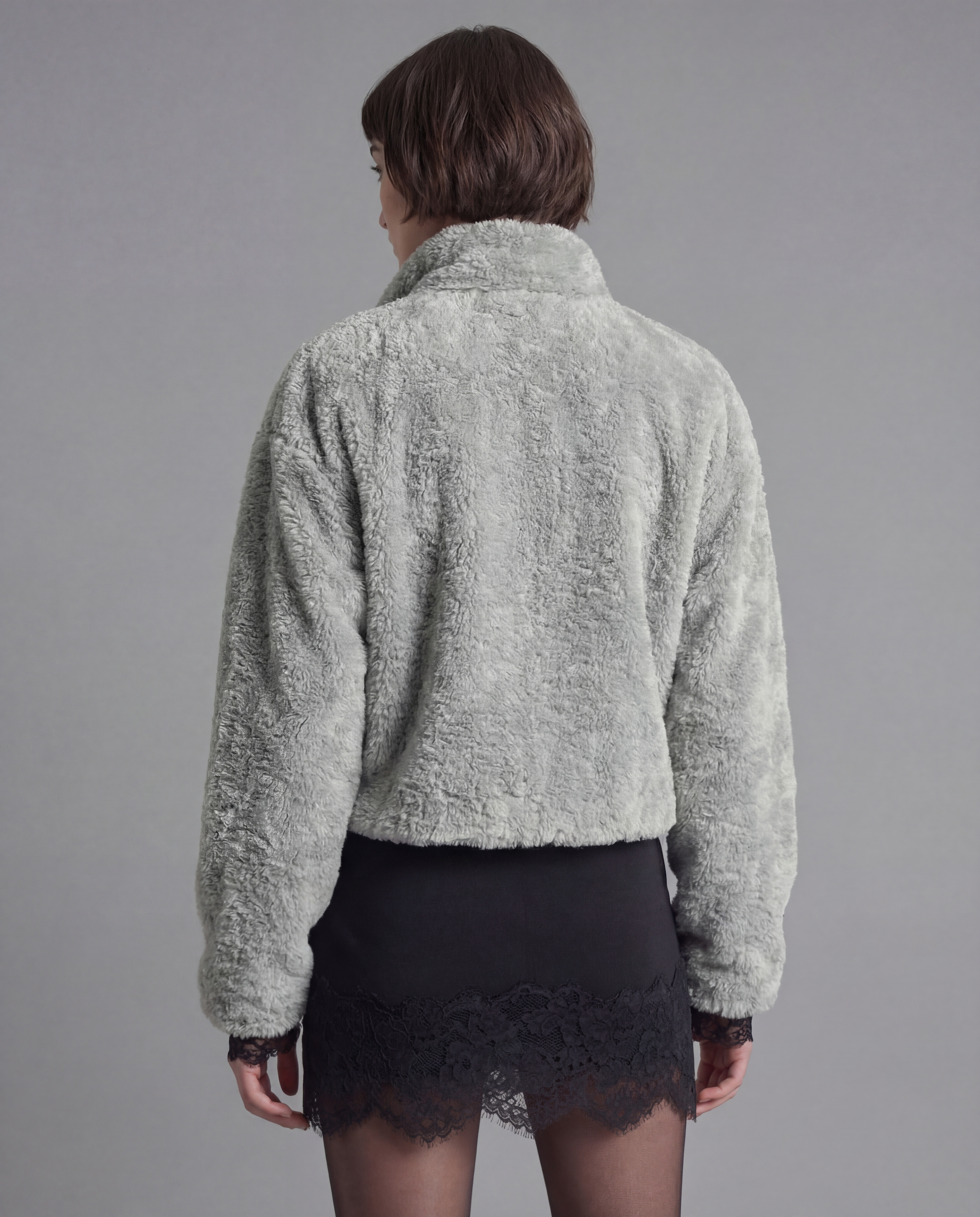 Winter Fleece Statement Jacket - Sage Green