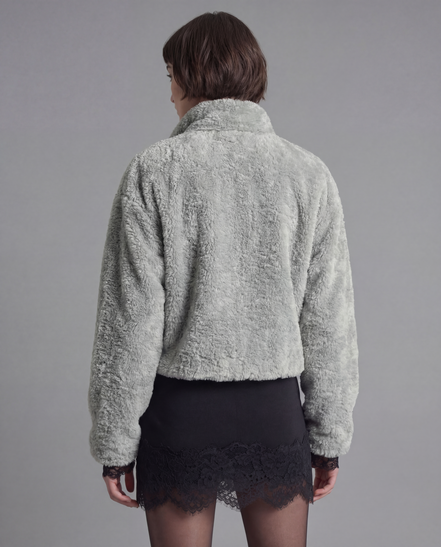 Winter Fleece Statement Jacket - Sage Green