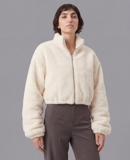 Winter Fleece Statement Jacket - Ivory Fog