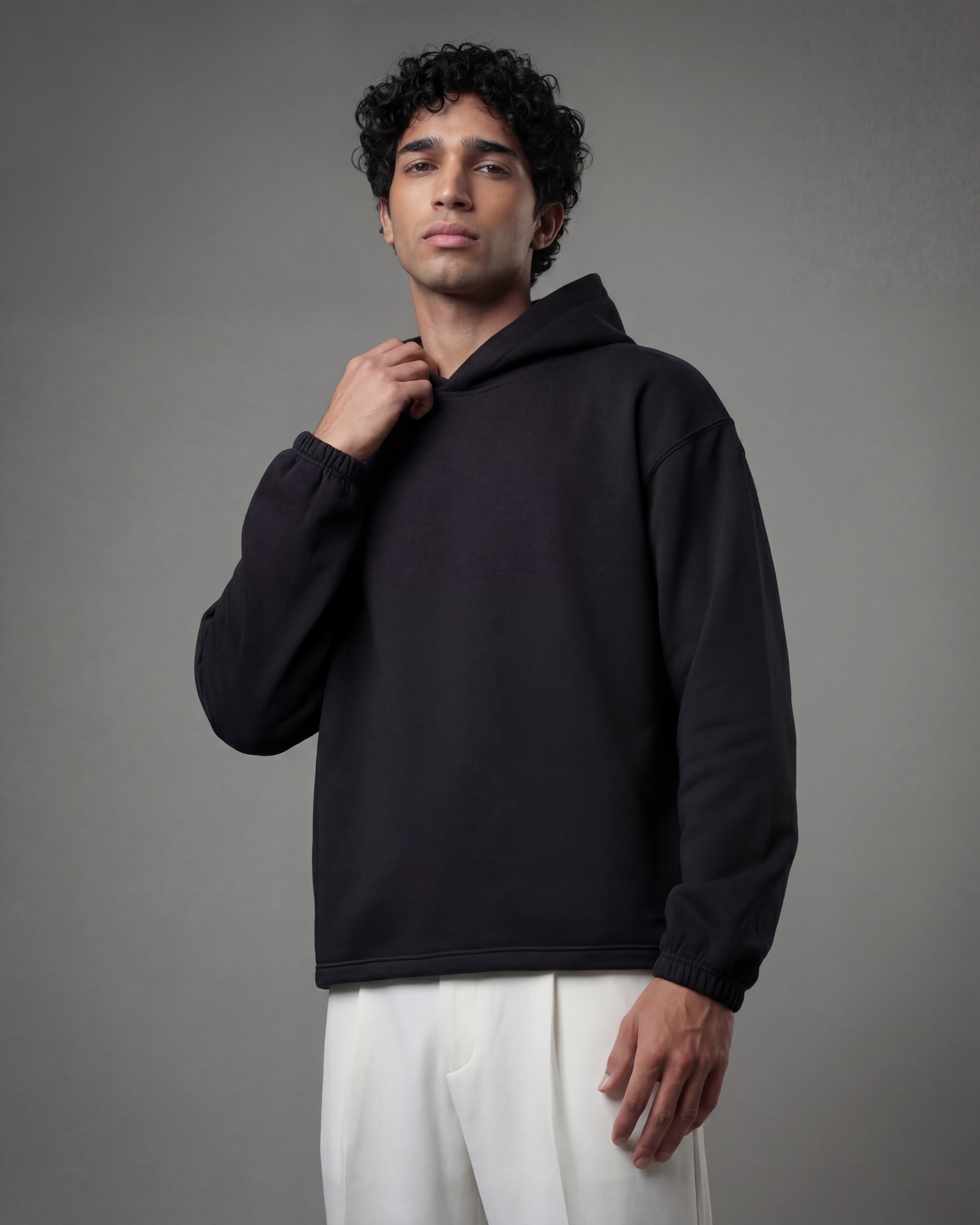 Unisex 420 GSM Winter Hoodie – Noir Core Black