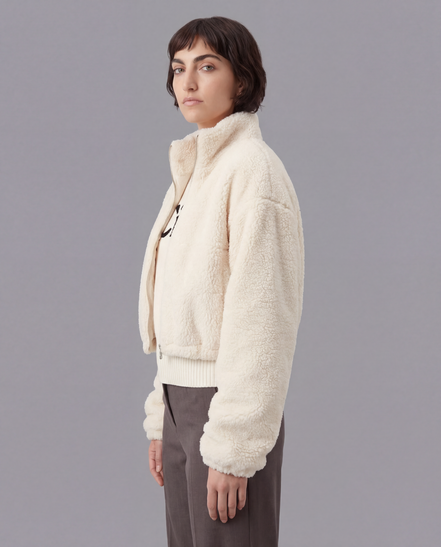 Winter Fleece Statement Jacket - Ivory Fog