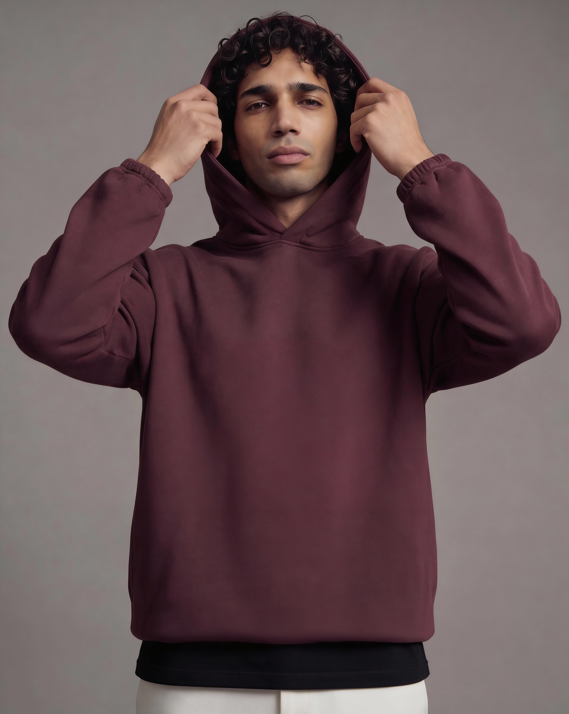 Unisex 420 GSM Winter Hoodie – Blush Smoked Plum