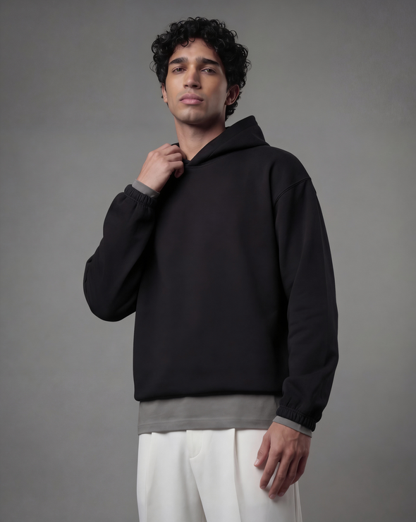 Unisex 420 GSM Winter Hoodie – Noir Core Black