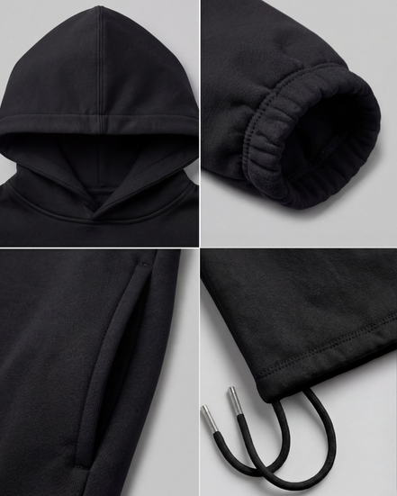 Unisex 420 GSM Winter Hoodie – Noir Core Black