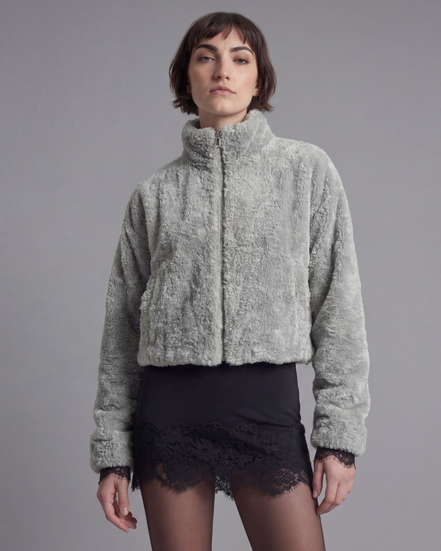 Winter Fleece Statement Jacket - Sage Green