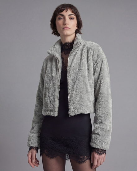 Winter Fleece Statement Jacket - Sage Green